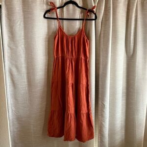 Lucky brand orange tiered midi dress